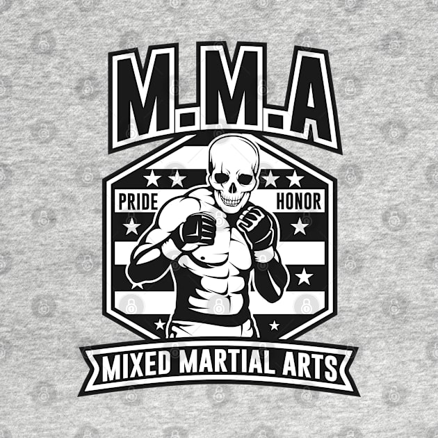 SKULL MMA BLACK AND WHITE by beanbeardy